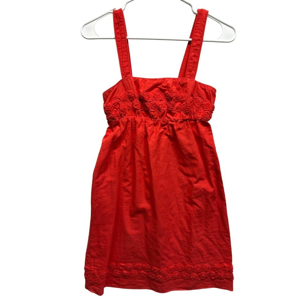 As U Wish Women Babydoll Mini Dress‎ Coral Cotton Lined Mexico Empire Waist S